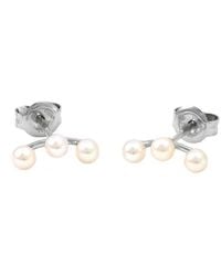 Gemstones - 3Mm Pearl 14K Earrings - Lyst