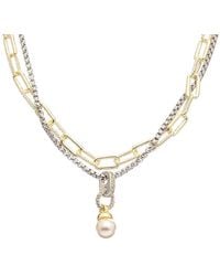 Juvell - 18k Plated Pearl Cz Link Necklace - Lyst