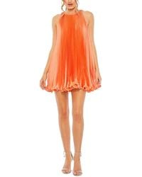 Mac Duggal - Pleated Halter Neck Flowy Mini Trapeze Dress - Lyst