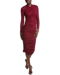 Kenneth Cole - Mesh Ruched Midi Dress - Lyst