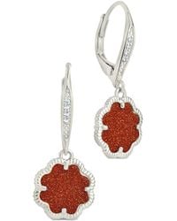 Sterling Forever - Rose Petal Short Drop Earrings - Lyst
