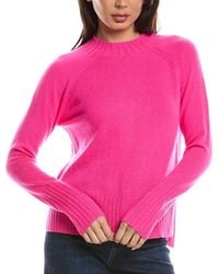 Forte - Hi Low Rib Trim Funnel Neck Cashmere Sweater - Lyst