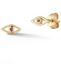 Ember Fine Jewelry - 14k Diamond & Ruby Evil Eye Studs - Lyst