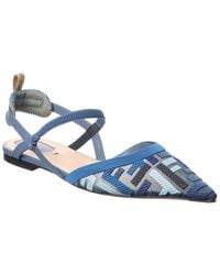 Fendi - Colibri Lite Mesh & Leather Slingback Flat - Lyst