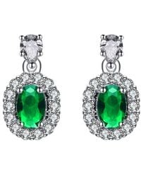 Rachel Glauber - Rhodium Plated Cz Drop Earrings - Lyst