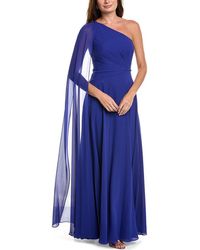 Teri Jon - Chiffon One-Shoulder Drape Gown - Lyst