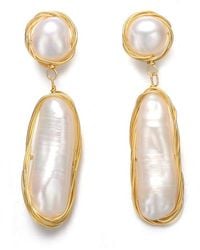 Genevive Jewelry - 14k Over Silver 9.2-22.9mm Pearl Earrings - Lyst