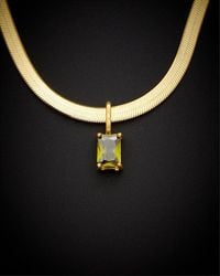 Italian Gold Over Silver - 18k 1.00 Ct. Tw. Birthstone Herringbone Necklace - Lyst