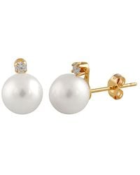 Splendid - 14k Diamond & 7-7.5mm Freshwater Pearl Earrings - Lyst