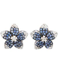 Suzy Levian - 0.02 Ct. Tw. Diamond & Sapphire & Created Sapphire Flower Earrings - Lyst