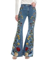 Alice + Olivia - Beautiful High-Rise Embroidered Jean - Lyst