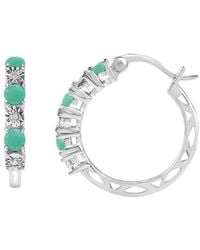 MaxColor - 0.71 Ct. Tw. Diamond & Emerald Hoop Earrings - Lyst
