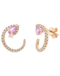 Maitre De Diamant - 18K 0.80 Ct. Tw. Diamond & Sapphire Reef Earrings - Lyst