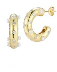 Sphera Milano - 14k Over Silver 2.5mm Pearl Cz Hoops - Lyst