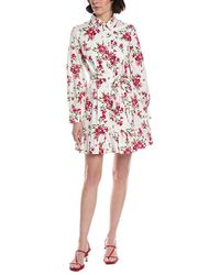 Cece - Collared Button-Down Ruffle Hem Mini Dress - Lyst