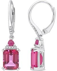 Rina Limor - Silver 6.38 Ct. Tw. Diamond & Ruby & Pink Topaz Earrings - Lyst
