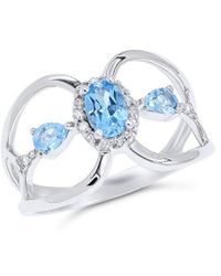 Monary 14k 1.08 Ct. Tw. Diamond & Topaz Ring - Blue
