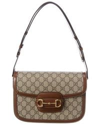 Gucci - Horsebit 1955 GG Supreme Canvas & Leather Shoulder Bag - Lyst