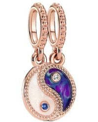 PANDORA - Moments 14K Rose Plated Cz Dangle Charm - Lyst