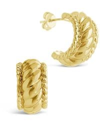 Sterling Forever - 14k Plated Kalina Quilted Huggie Hoops - Lyst