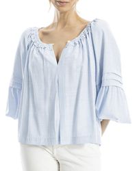 Max Studio - Ballon Sleeve Notch Neck Blouse - Lyst