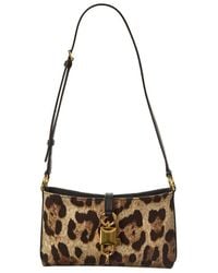 Dolce & Gabbana - Lock Canvas & Leather Shoulder Bag - Lyst