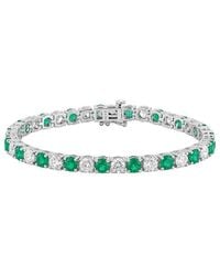 Lab Grown Diamonds - 14K 14.00 Ct. Tw. Lab-Grown Diamond & Lab-Grown Emerald Fashion Bracelet - Lyst