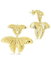 Sterling Forever - Rowena Butterfly Drop Stud Earrings - Lyst