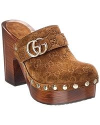 Gucci - Gg Logo Suede Mule - Lyst