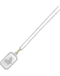 Phillip Gavriel - 18K Over 0.10 Ct. Tw. Diamond & Tourmaline Butterfly Medallion Tag Necklace - Lyst
