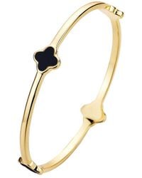 Adornia - 14K Plated Mother Of Pearl Clover Bangle Bracelet - Lyst