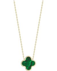 Italian Gold - 14K Malachite Clover Necklace - Lyst
