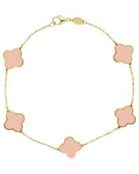 Italian Gold - 14K Light Agate Clover Stackable Bracelet - Lyst