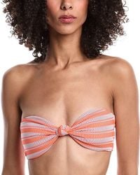 MILLY - Stripe Knot Bandeau Bikini Top - Lyst