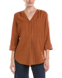 Jones New York - Roll Tab Pleat Front Woven Top - Lyst