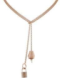 Hermès Hermes 18k Rose Gold Long Kelly Clochette Necklace - Metallic
