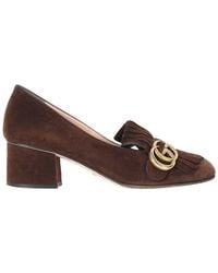 Gucci - Suede Marmont Loafer Mid-Heel Pump (Authentic Pre-Loved) - Lyst
