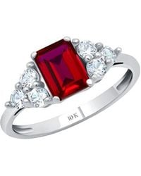 MaxColor - 10K 1.00 Ct. Tw. Lab-Grown Ruby Halo Ring - Lyst
