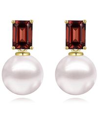 Kai Fine Jewelry - 14K 1.60 Ct. Tw. Garnet & 8-9Mm Pearl Drop Earrings - Lyst