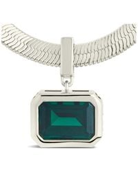 Sterling Forever - Emerald Cz Calder & Herringbone Pendant Necklace - Lyst