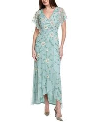 Adrianna Papell - Flutter Sleeve Beaded Wrap Dress - Lyst