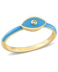 Rina Limor - Gold Over Silver Sapphire Enamel Evil Eye Ring - Lyst