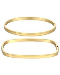 Adornia - Tarnish Resistant 18K Plated Rectangle And Oval Cuff Bracelet Set - Lyst