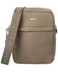 BOSS - Zair Ns Zip Leather Reporter Bag - Lyst