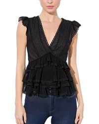Alice + Olivia - Blanche V Neck Ruffle Silk-Blend Swing Top - Lyst