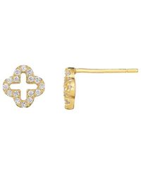 Adornia - 14K Over Cz Mini Clover Outline Stud Earrings - Lyst