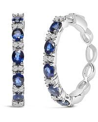 Haus of Brilliance - Colorful Gemstones 14K 2.75 Ct. Tw. Diamond & Sapphire Hoop Earrings - Lyst