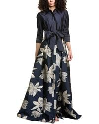 Teri Jon - Pleated Shirt Gown - Lyst