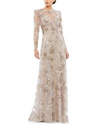 Mac Duggal - Floral Embroidered Illusion Evening Gown - Lyst