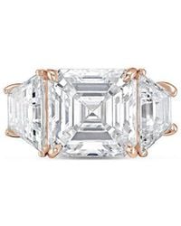 Diana M. Jewels - Diana M. 18K Rose 16.50 Ct. Tw. Lab-Grown Diamond Three-Stone Ring - Lyst